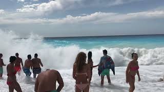 Big waves in Greece around the island of Lefkada Λευκάδα or Lefkas or Leukas or Leucadia [upl. by Bernadina465]