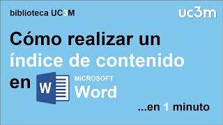 Cómo hacer un índice automático de contenidos en Word [upl. by Adnolohs]