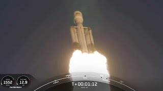 SpaceX Falcon Heavy launches classified USSF67 Space Force mission nails landings [upl. by Alorac]