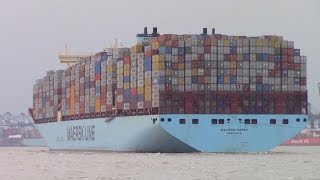 Triple E Container Ship MADISON MAERSK Fully Loaded inbound into Felixstowe UK June 26 2015 [upl. by Ahseikram359]