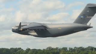 NATO Strategic Airlift Capability Boeing C17 Globemaster III 01 Wing Wave departing RIAT 2024 [upl. by Mireille]