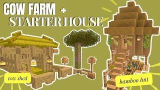 Bamboo hut Starter House  Cow farm stuck on an island  Walkthrough  Crafting and Building app [upl. by Aiotal]