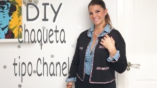 DIY TRANSFORMA TU ROPA VIEJA de sudadera a chaqueta Chanel Tendencias 2018 [upl. by Llorrac293]