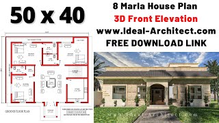 8 Marla House Design  50x40 House Plan  8 Marla House Plan [upl. by Aicital]