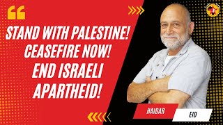 Haidar Eid Stand with Palestine Ceasefire now End Israeli Apartheid [upl. by Hewes]