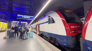 TRAIN ZURICH AIRPORT TO ZURICH HB CITY CENTAL CENTER SWITZERLAND WALK AROUNDS MARCH 2023 EXPERIENCE [upl. by Eekorehc163]