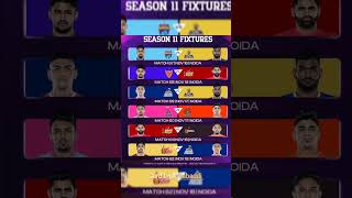 Pkl season 11 fixtures part 2 kabaddi prokabaddi fixtures [upl. by Ednalrym]