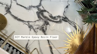 DIY marble epoxy resin floor  Bland Design [upl. by Dearr]