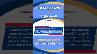 Tfa sostegno cosa studiare 7 argomenti sempre presenti nei test preliminari shorts 04 [upl. by Cyrus]