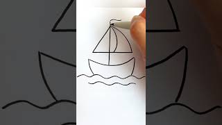 Dibujamos un barco con el 4️⃣ dibujolapiz dibujo dibujoalapiz drawing artandcraft tutorial [upl. by Aiuqal597]