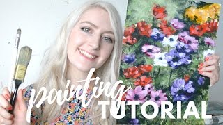 PAINTING TUTORIAL Acrylic Flowers  Katie Jobling Art [upl. by Onin]