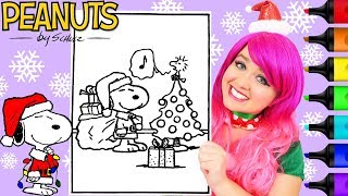 Coloring Christmas Snoopy amp Woodstock Peanuts Coloring Page Prismacolor Markers  KiMMi THE CLOWN [upl. by Nivri]