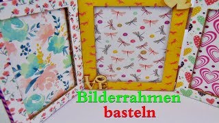 Basteln Bilderrahmen selber machen  DIY  Fotorahmen basteln  Basteln mit Papier [upl. by Vallonia665]