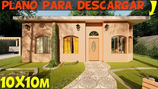 Plano de Casa de Campo Gratis con 3 dormitorios  10x10 metros [upl. by Ellerret]