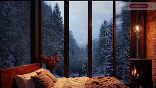 Healing Ambiance Sleep Aid Cave Cozy Cabin Burning Fireplace Blizzard Snowfall [upl. by Anial661]