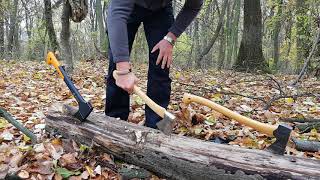 Fiskars X10 Urnieta și Gransfors Bruk scurt test de chopping [upl. by Wolff]