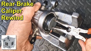 Rear Brake Caliper Piston Rewind  With and Without Special Tools [upl. by Ellened]