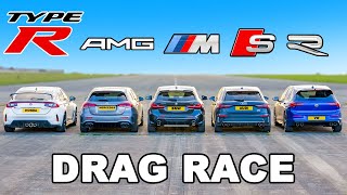 New Civic Type R v M135i v A35 v S3 v Golf R DRAG RACE [upl. by Wiles]