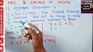 marginal propensity to consume and change in income due to change in autonomous investment [upl. by Suoivatram]