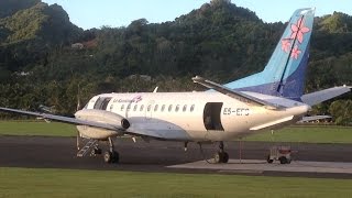 Air Rarotonga Saab 340 lineup takeoff  RAR Rarotonga Airport [upl. by Dalt]