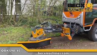 BOKI werktuigdrager met Becx Machines OBKS90 45 onkruidborstel  krantensnijder [upl. by Makell]