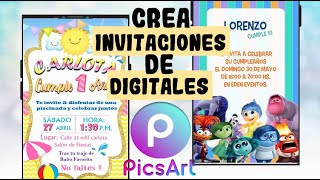 COMO HACER INVITACIONES DIGITALES CON TU CELULAR CON PICSART GRATIS 2024 [upl. by Ayyn]