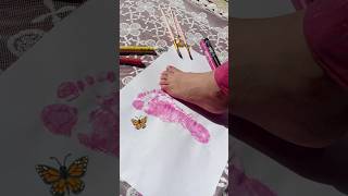 Foot print butterfly painting 🦋 art painting shorts [upl. by Atnas468]