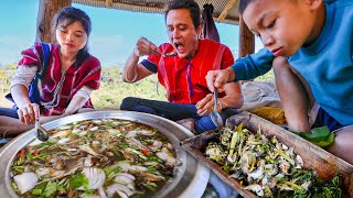 Rare VILLAGE FOOD Thailand Fishing  Cooking in Asian Mountains  Amazing Karen People [upl. by Attenod]