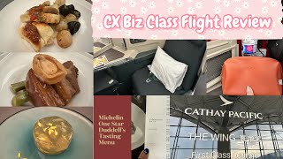 Enjoying 15 hours inflight with Michelin Star Duddell’s 2024 menu amp free WiFi CX Biz Class YYZHKG [upl. by Leahey]