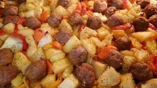 Comida fácil albóndigas con patatas al horno [upl. by Devad]