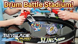 MOST INSANE BURSTS in our BEYBLADE DRUM BATTLE STADIUM  Beyblade Burst Turbo SlingShock Battles [upl. by Einitsed]