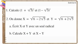 Maths  Exercice Corrigé  3ème  Racine Carrée Activités numériques  Fascicule ADEM Exercice 6 [upl. by Jezabelle]