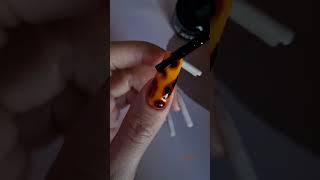 Tortoise shell nail art tutorial on natural long nails 🧡🤎 [upl. by Anaeg]