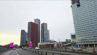 Manchester skyline  January 2024  from the Mancunian Way flyover [upl. by Aundrea]