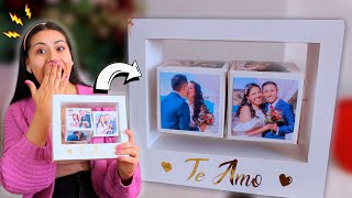 CUADRO DE FOTOS GIRATORIO✨  Excelente idea para regalar 😍 Paper Craft con Plantillas  Lii [upl. by Tonina]