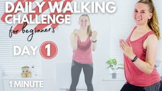 1 Minute Low Impact Walking Workout  DAY 1 Daily Walking Challenge for Beginners ± 100 steps [upl. by Arima]