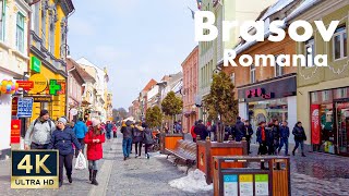 Brasov Romania 🇷🇴 4K With Audio Walking Tour March 2022 [upl. by Norraf]