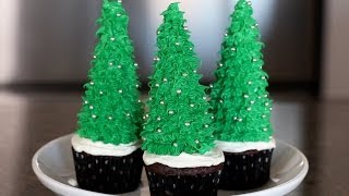 How to Make Christmas Tree Cupcakes  Cooking Tips amp Recipes [upl. by Acnoib]