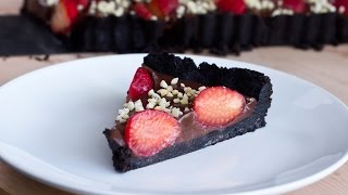 No Bake Strawberry Chocolate Tart Recipe [upl. by Akemehs]