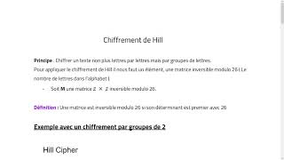 Cryptographie  Chiffrement de Hill 13  Principes [upl. by Blainey]