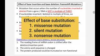 72 f amp g Base Insertion and Base Deletion that causes Frameshift mutation [upl. by Grose]