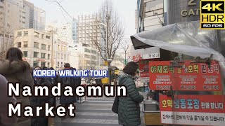 SEOUL KOREA Weekday Namdaemun Market Walking Tour 4K HDR 60fps [upl. by Gibby]