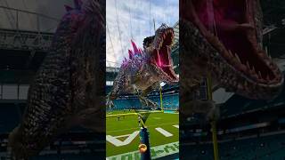 My Mortem Rex in football stadium field and having fun and playing AR Jurassic World alive [upl. by Nodnrb]