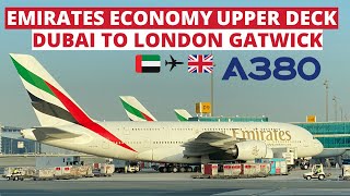 EMIRATESECONOMY UPPER DECKDUBAILONDON GATWICKAIRBUS A380TRIP REPORT [upl. by Enimrej]