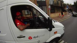 DPD driver says quotshut upquot when politely asked to not use phone whilst driving 20160715 [upl. by Nialb]