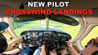 New Pilot Practices Touch and Goes in Gusty Crosswinds  2nd Lesson in a Piper Cherokee 140 [upl. by Thomey11]