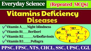 Repeated Vitamins Deficiency Diseases MCQs  Vitamins Defiency Diseases MCQs  PPSC  CGL  CHCL [upl. by Aufmann]