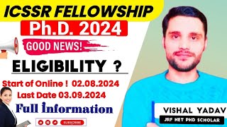 Good NewsICSSR Fellowship Ph D 2024agriculturescholarshipextensionmotivation [upl. by Kiona]