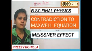 BSC FINAL YEAR PHYSICS CONTRADICTION TO MAXWELL EQUATION  MEISSNER EFFECT BY PREETY ROHILLA [upl. by Nwahsed850]