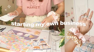 starting my own business 🧸 preparing for shop launch designing stickers scrunchies jewelry art [upl. by Stubstad351]